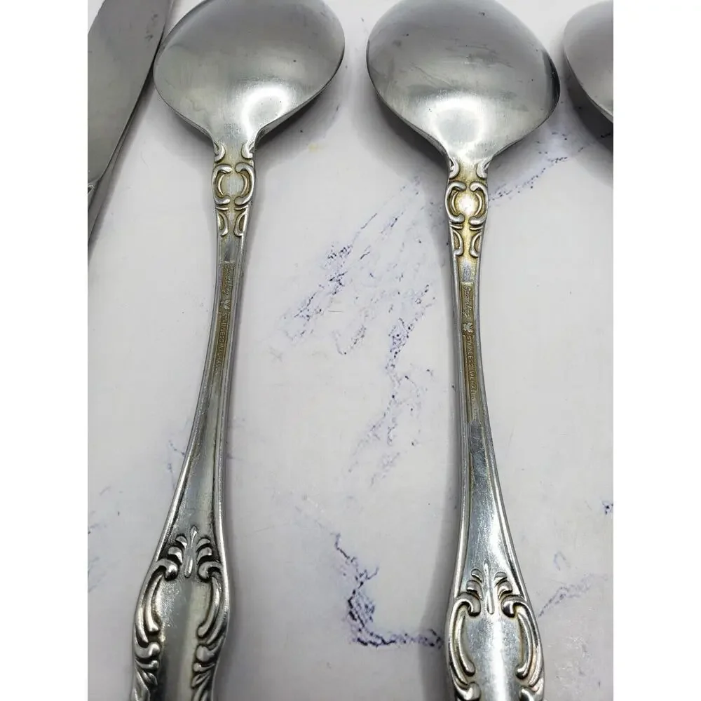 6 Pieces of Flatware Spoons and Knife Valhalla Embassy Classic Stainless